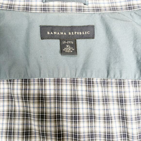 Banana Republic XL Men’s Plaid Button Up Shirt Long Sleeve Gray Blue - Picture 5 of 7